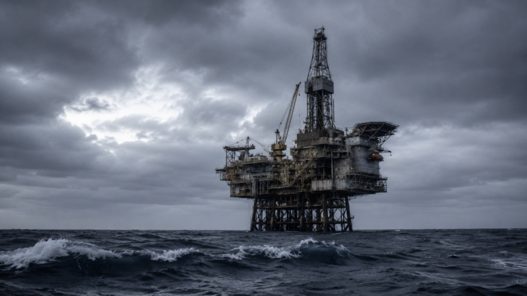 offshore oil and gas injury, drilling platform and supply vessel at sea