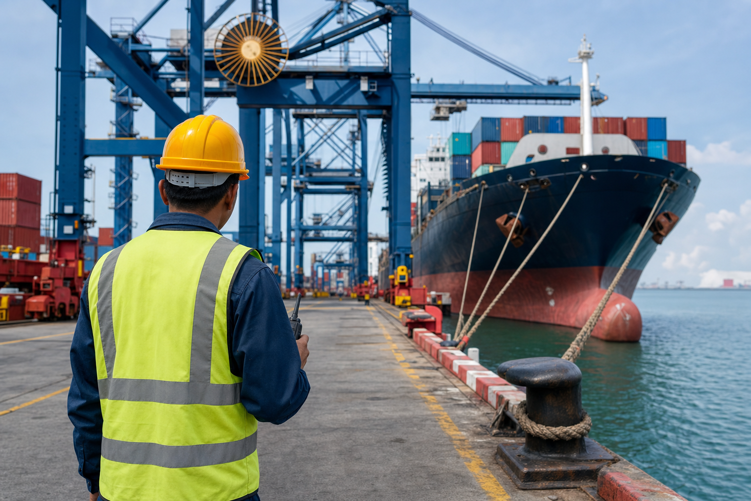 LHWCA coverage — longshore worker on a dock beside a cargo vessel